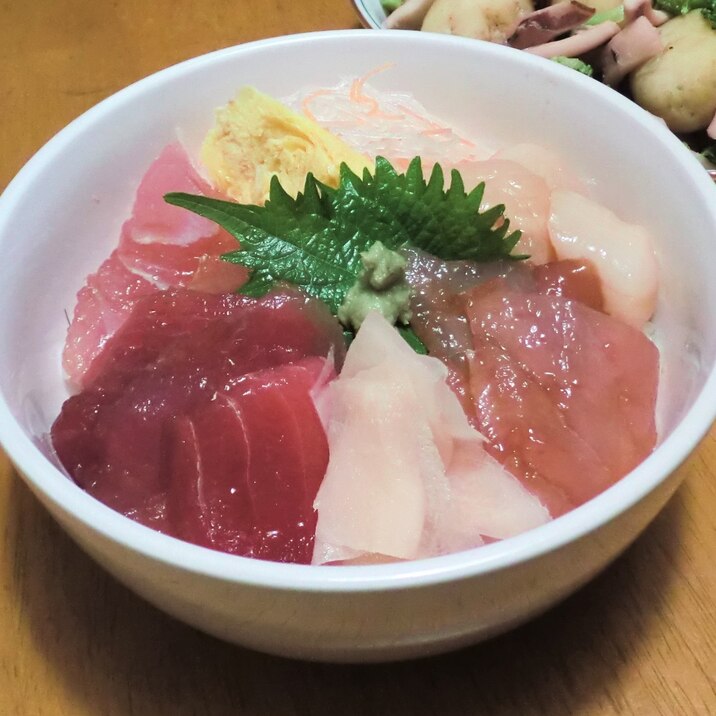 簡単ごはん お刺身漬け海鮮丼 レシピ 作り方 By R Chibico 楽天レシピ